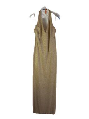 Lauren Ralph Lauren Metallic Gold Halter Gown Dress Special Occasions